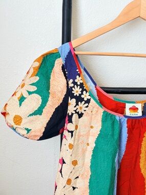 FARM Rio Daisy Mini Dress - Green, Red, Blue, Cream